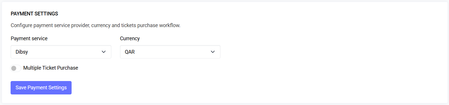 Payment Settings interface (placeholder)