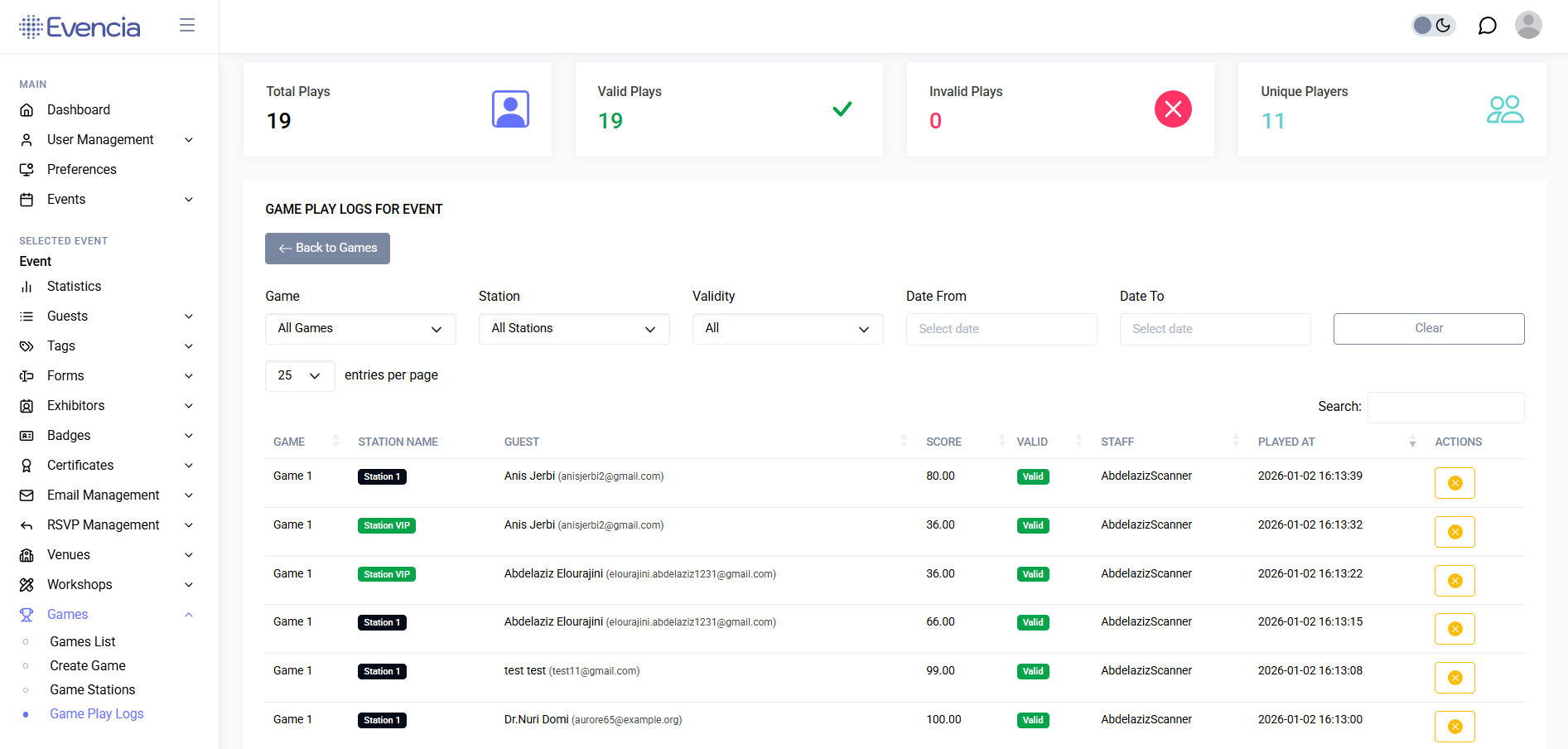 Play logs &amp; leaderboards