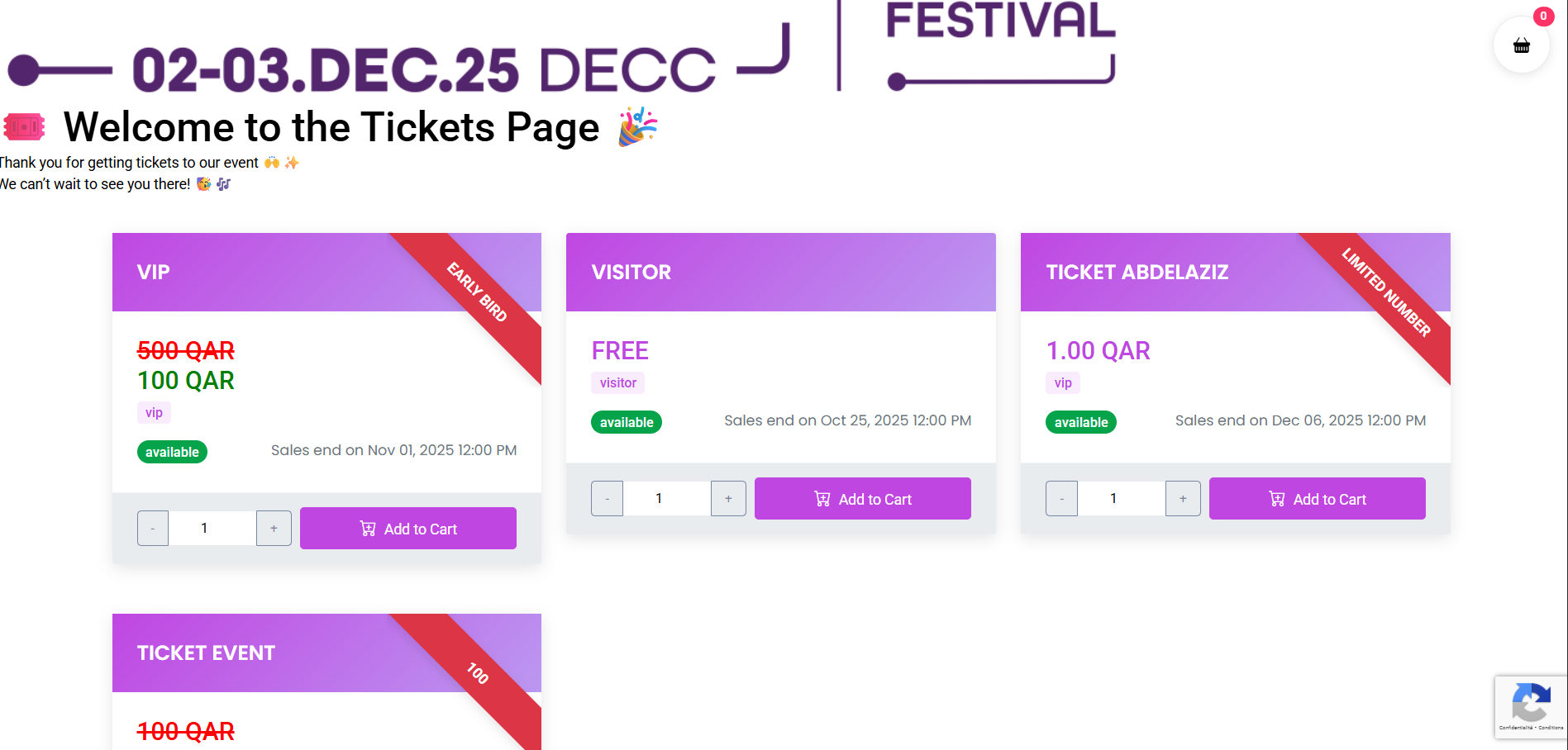 Multiple ticket purchase toggle (placeholder)