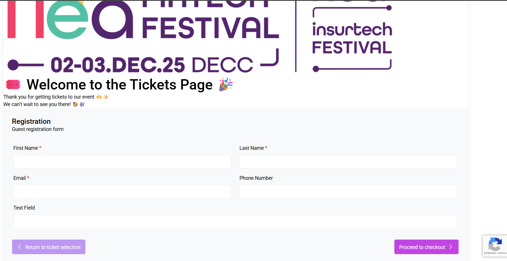 Checkout details (placeholder)