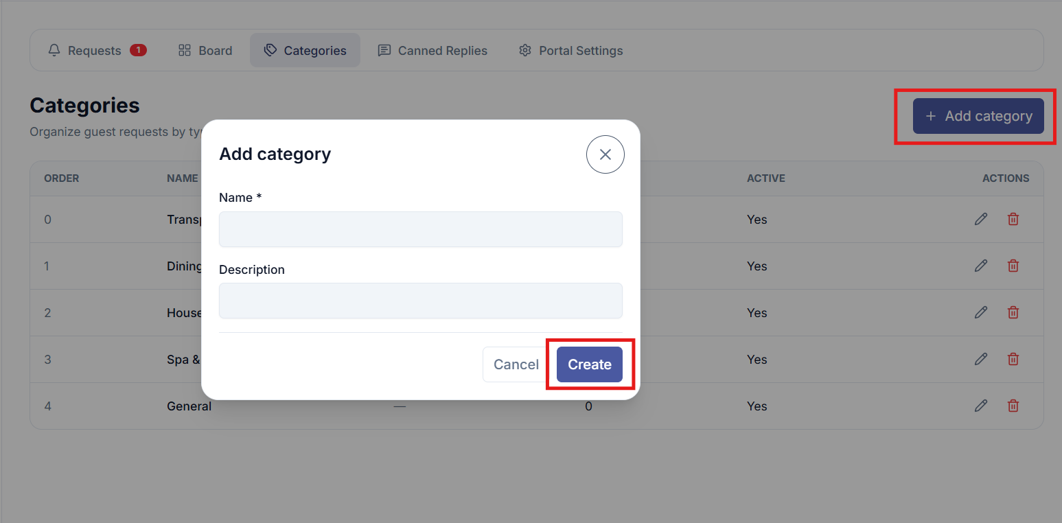 Add Concierge Category