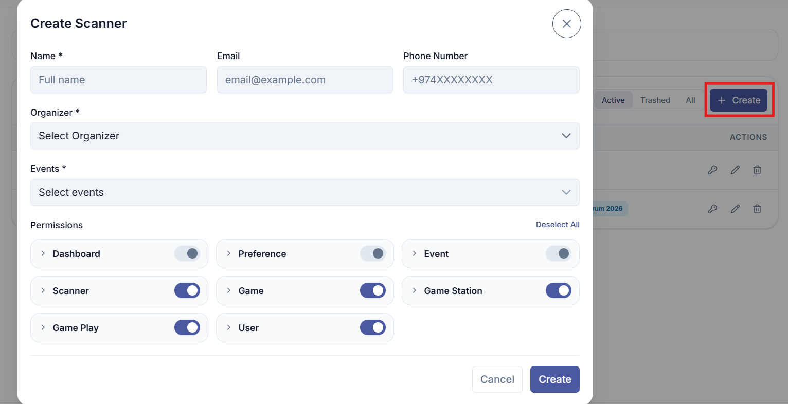 Create Scanner Form