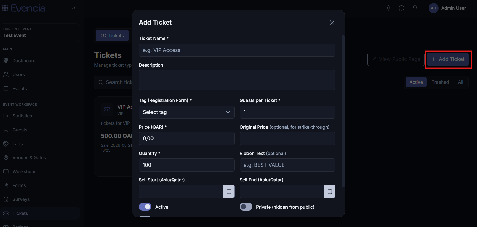 Create Ticket
