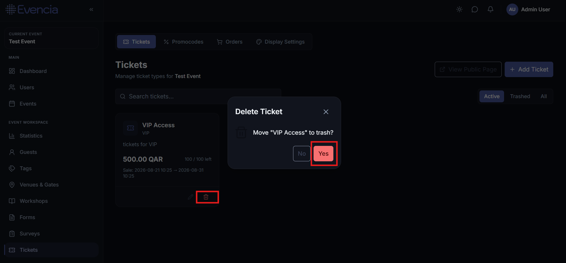 Delete Ticket
