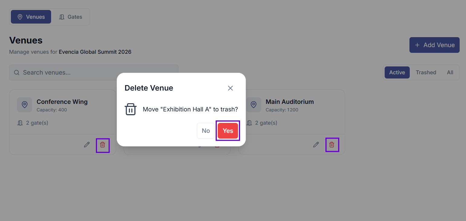 Delete Venue
