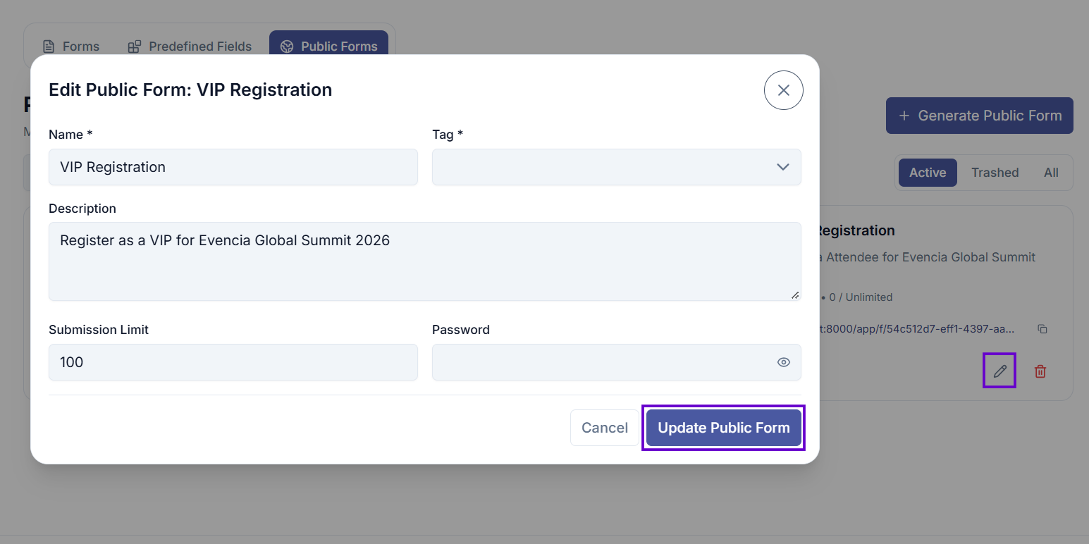Edit Public Form