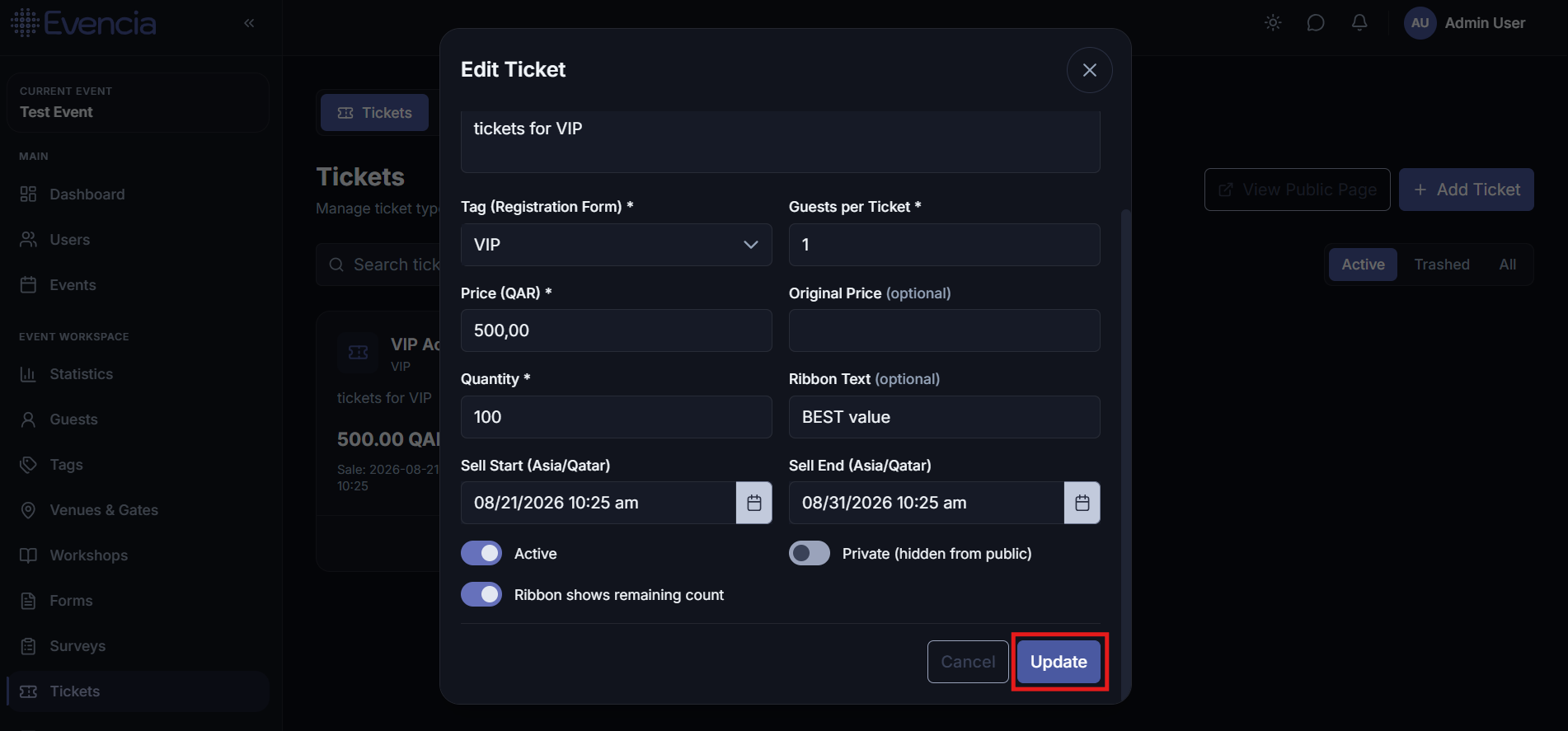 Edit Ticket