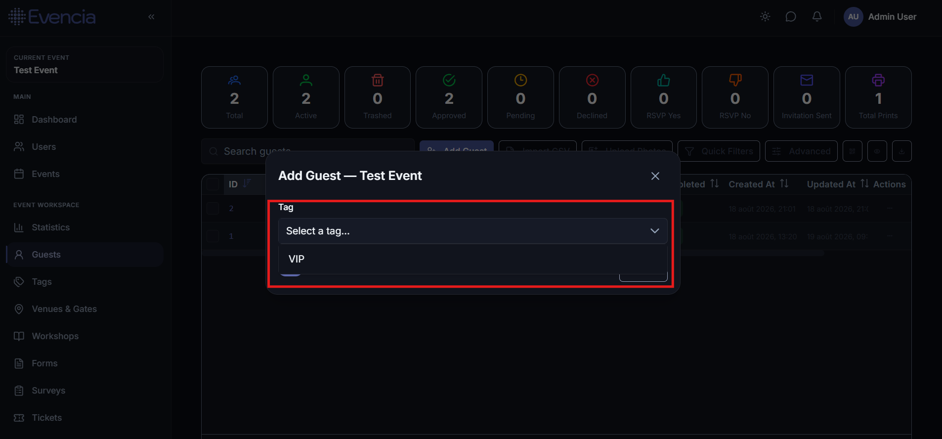 Tag selection